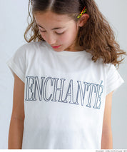 Children's clothing folded cuffs textured logo short-sleeved T-shirt parent-child wear