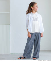 Children's clothing folded cuffs textured logo short-sleeved T-shirt parent-child wear