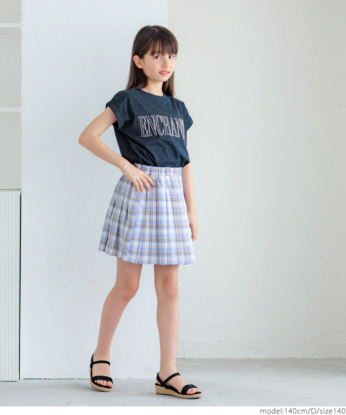 Children's clothing folded cuffs textured logo short-sleeved T-shirt parent-child wear