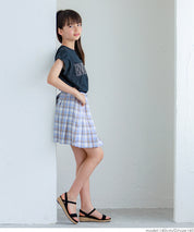 Children's clothing folded cuffs textured logo short-sleeved T-shirt parent-child wear