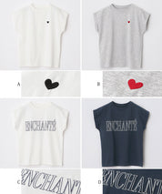 Children's clothing folded cuffs textured logo short-sleeved T-shirt parent-child wear