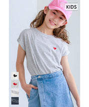 Children's clothing folded cuffs textured logo short-sleeved T-shirt parent-child wear
