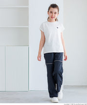 Children's clothing folded cuffs textured logo short-sleeved T-shirt parent-child wear