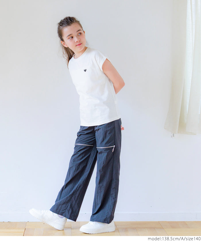 Children's clothing folded cuffs textured logo short-sleeved T-shirt parent-child wear