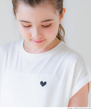 Children's clothing folded cuffs textured logo short-sleeved T-shirt parent-child wear