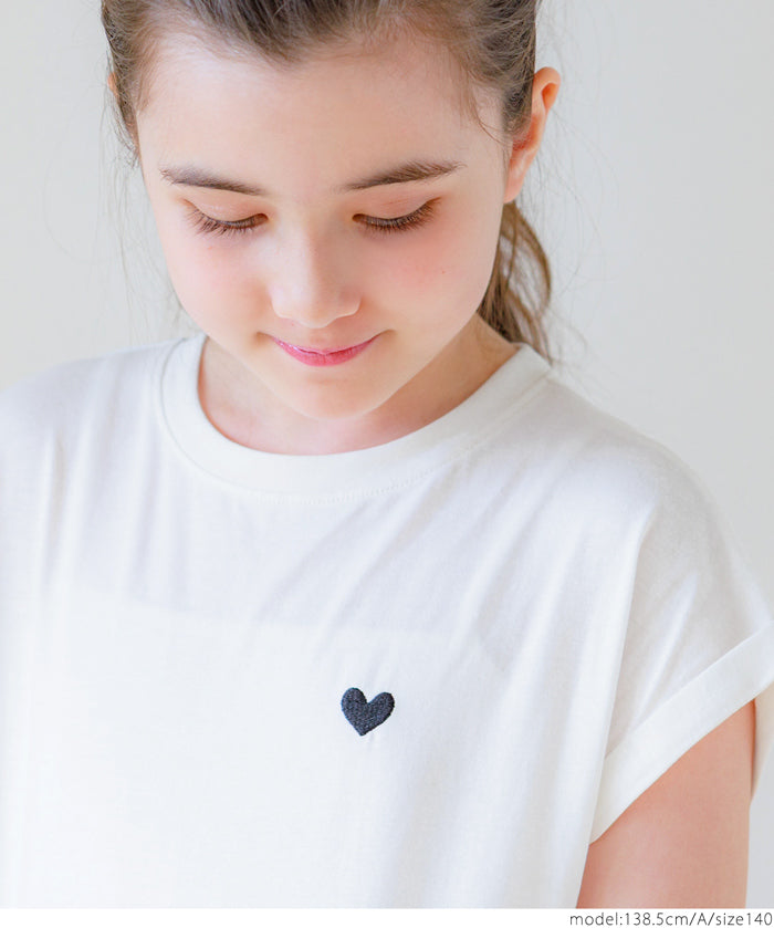 Children's clothing folded cuffs textured logo short-sleeved T-shirt parent-child wear