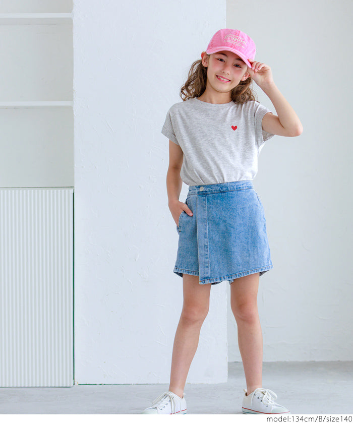 Children's clothing folded cuffs textured logo short-sleeved T-shirt parent-child wear