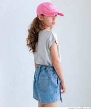 Children's clothing folded cuffs textured logo short-sleeved T-shirt parent-child wear