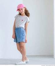 Children's clothing folded cuffs textured logo short-sleeved T-shirt parent-child wear