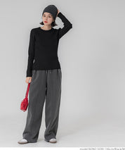 【Top Knit】Basic Multicolor Crew Neck Top