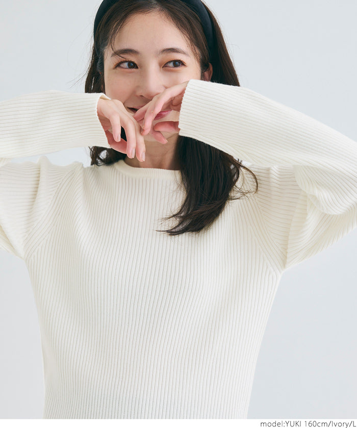 【Top Knit】Basic Multicolor Crew Neck Top