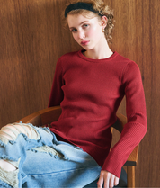 【Top Knit】Basic Multicolor Crew Neck Top