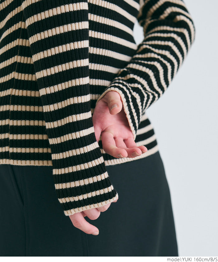 【Top Knit】Basic Multicolor Crew Neck Top