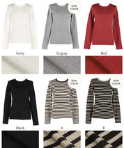 【Top Knit】Basic Multicolor Crew Neck Top