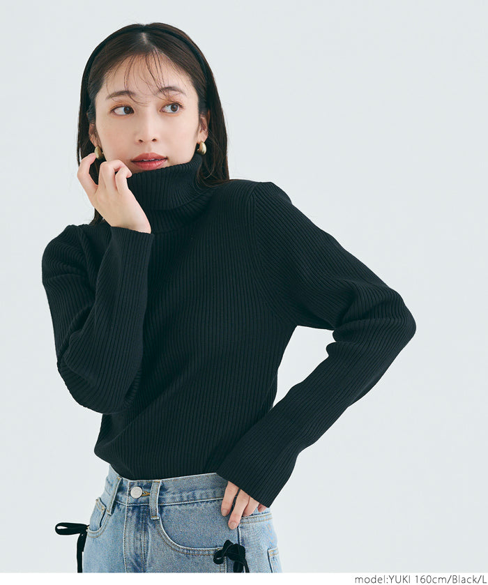 【Top Knit】Basic Multicolor Turtleneck Top