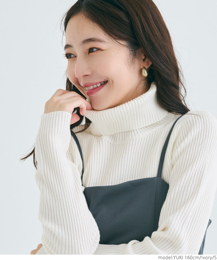 【Top Knit】Basic Multicolor Turtleneck Top