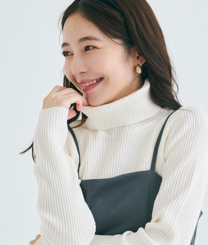 【Top Knit】Basic Multicolor Turtleneck Top