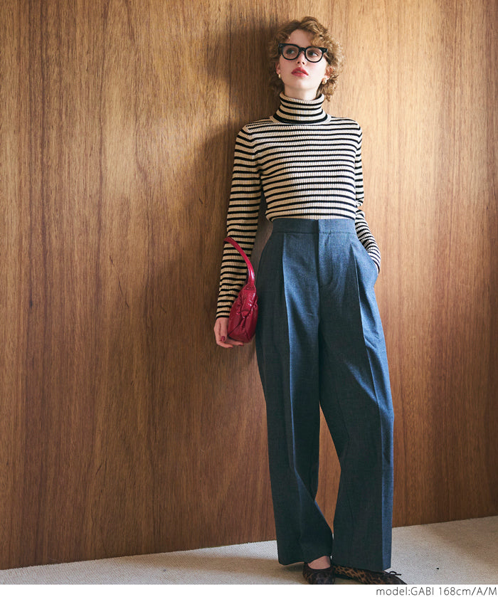 【Top Knit】Basic Multicolor Turtleneck Top