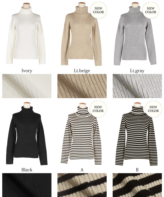 【Top Knit】Basic Multicolor Turtleneck Top
