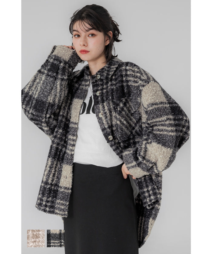 Checked boa jacket