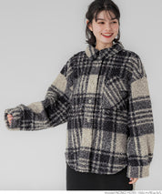 Checked boa jacket