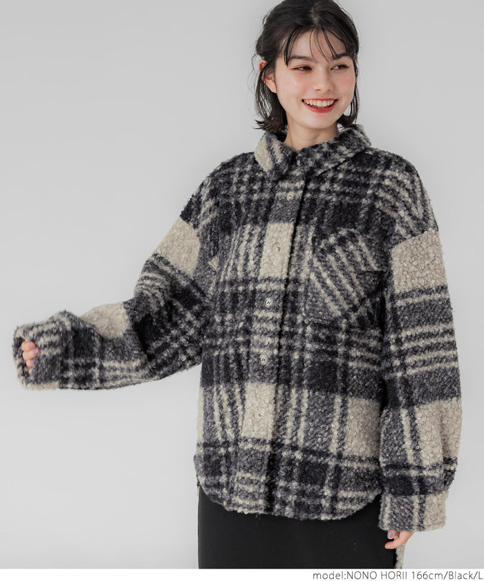 Checked boa jacket