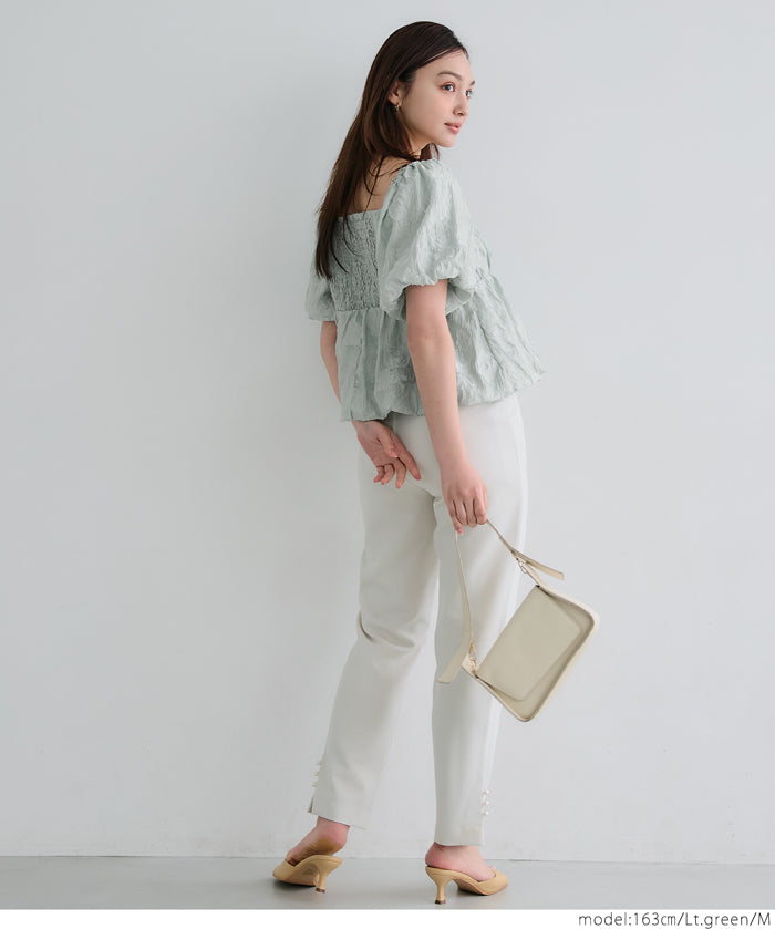 Japanese style jacquard short babydoll top