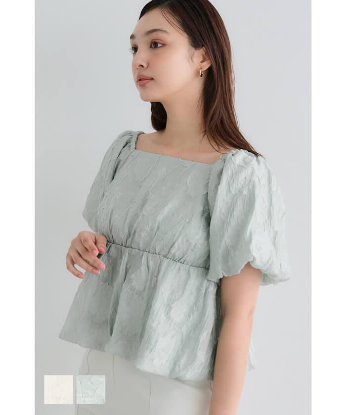 Japanese style jacquard short babydoll top