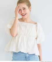 Japanese style jacquard short babydoll top