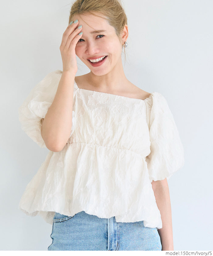 Japanese style jacquard short babydoll top