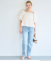 Japanese style jacquard short babydoll top