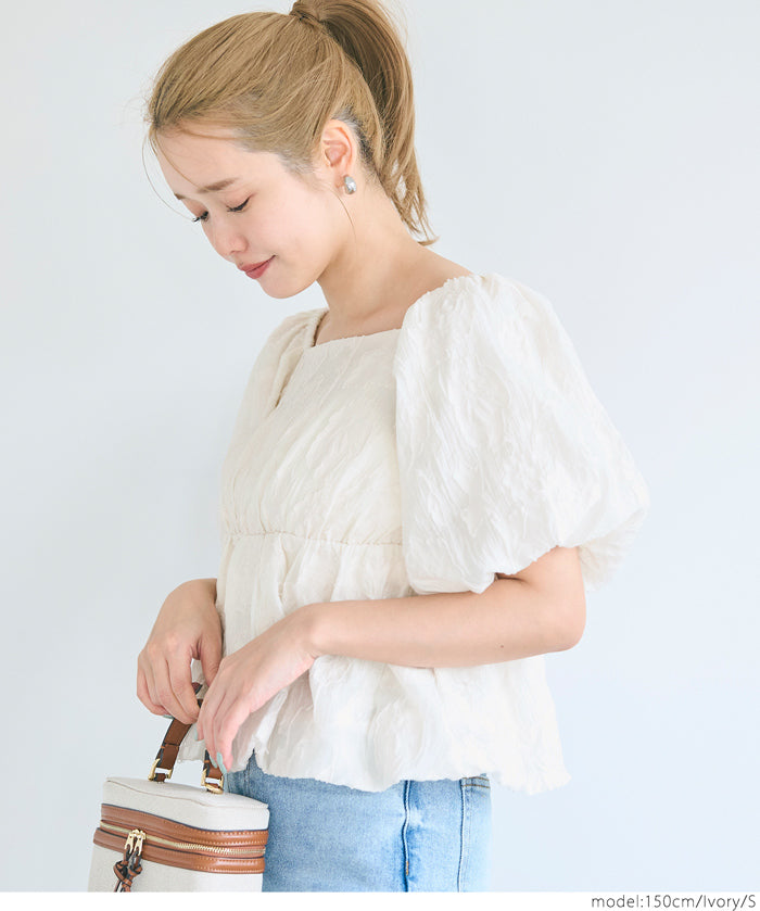 Japanese style jacquard short babydoll top