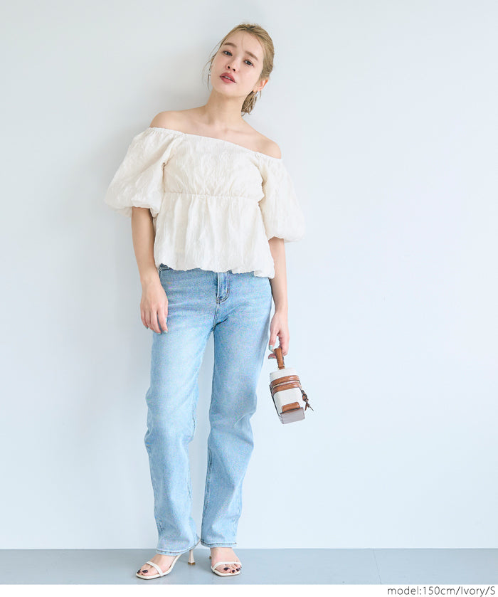 Japanese style jacquard short babydoll top