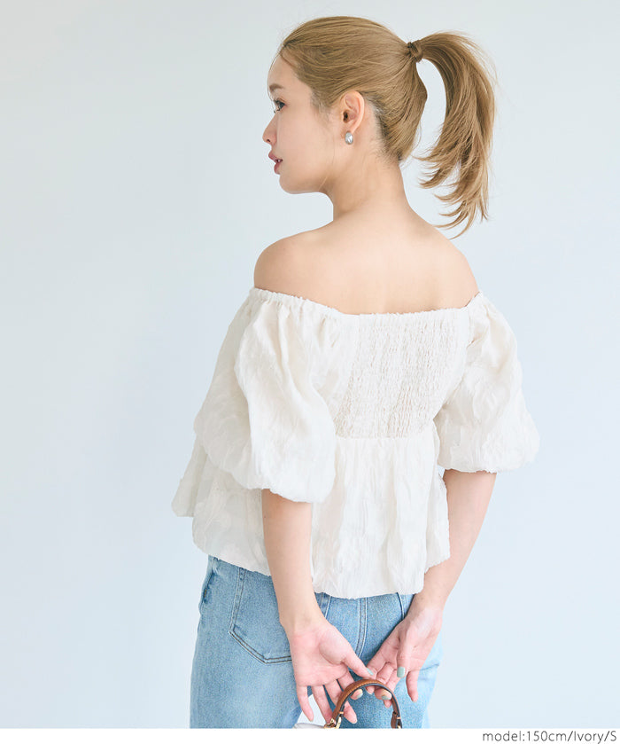 Japanese style jacquard short babydoll top