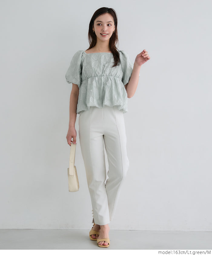 Japanese style jacquard short babydoll top