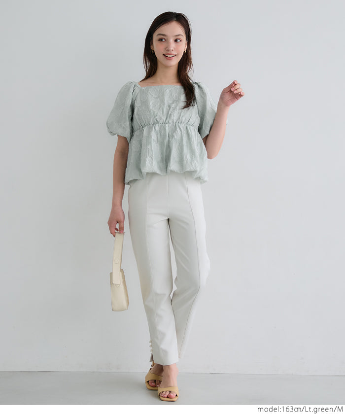 Japanese style jacquard short babydoll top