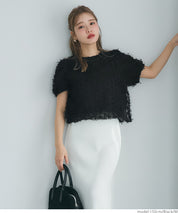 Temperamental bow tulle shape princess short-sleeved top