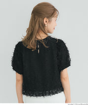 Temperamental bow tulle shape princess short-sleeved top