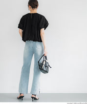 Cotton Petal Lace Puff Short Sleeve Temperament Top