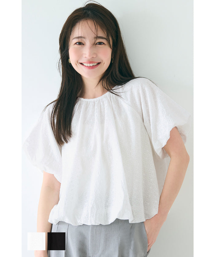 Cotton Petal Lace Puff Short Sleeve Temperament Top
