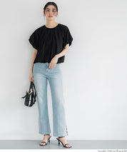 Cotton Petal Lace Puff Short Sleeve Temperament Top