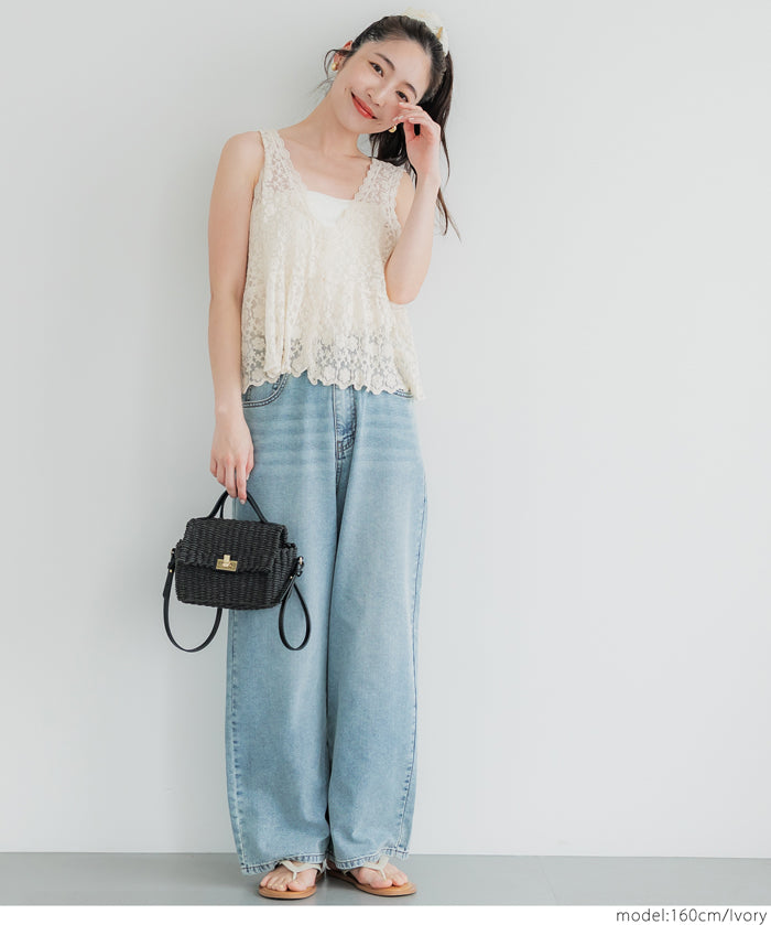 Sheer Lace V-Neck Vest