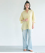Linen loose short sleeve shirt