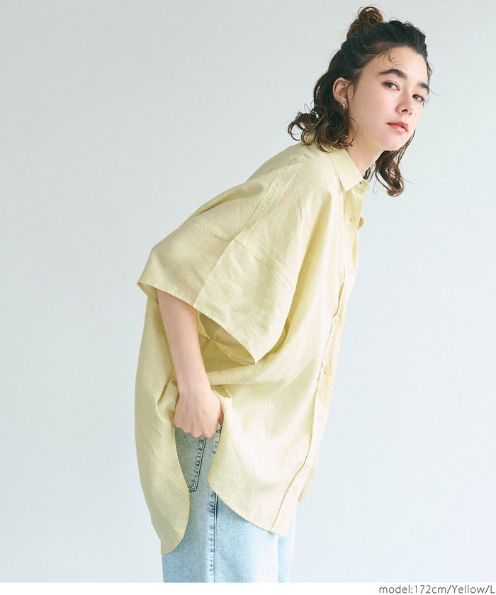Linen loose short sleeve shirt