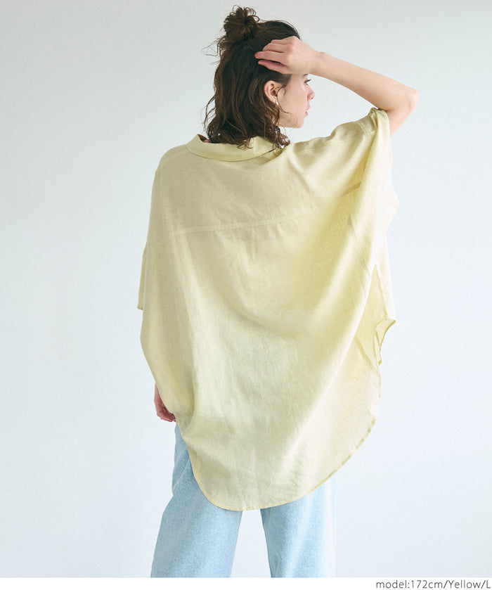 Linen loose short sleeve shirt