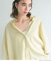 Linen loose short sleeve shirt
