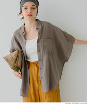 Linen loose short sleeve shirt