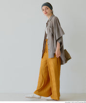 Linen loose short sleeve shirt