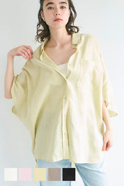 Linen loose short sleeve shirt