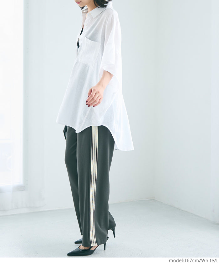 Linen loose short sleeve shirt